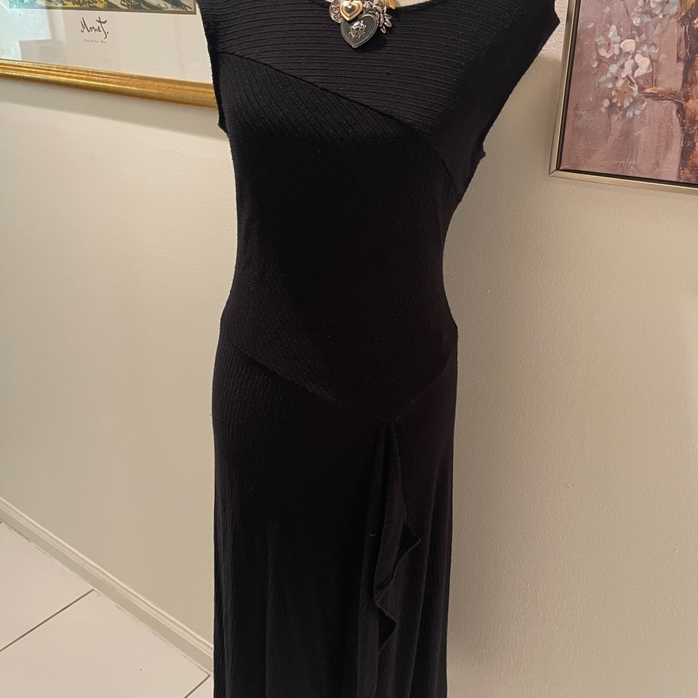 Calvin Klein Black Sleeveless Ribbed Maxi Dress